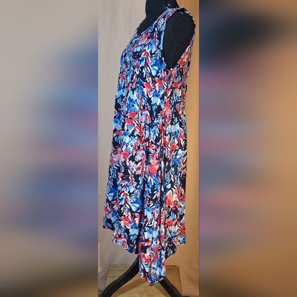 CROFT & BARROW High Low Floral Dress - Red, White, and Blue - Picture 3 of 7